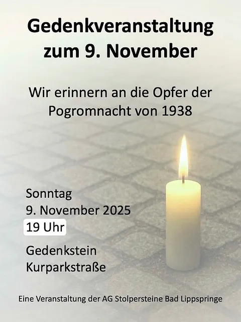 Plakat Gedenkveranstaltung Pogromnacht
