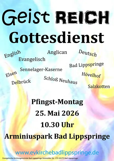 Plakat Pfingtsgottesdienst 2026 in Bad Lippspringe