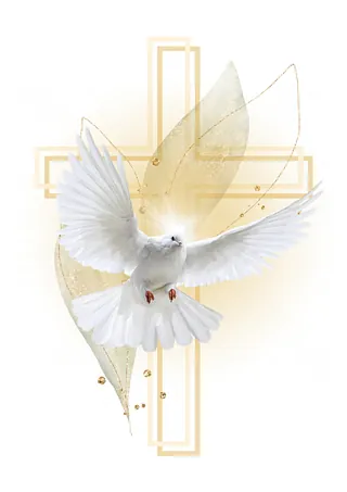 Pfingsttaube mit Kreuz