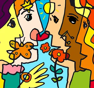 Menschen mit Blumen