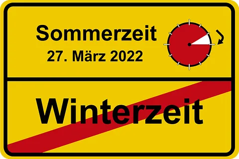 Schild Umstellung auf Sommerzeit